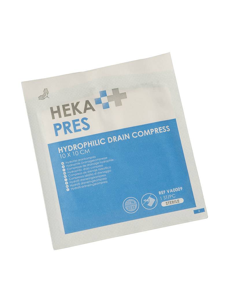 HEKAPRES compresse de drainage hydrophile 10 x 10 cm - stérile / 80 unités