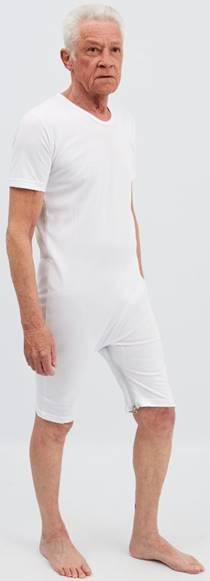 Body/Grenouillère manches et jambes courtes avec tirette dans le dos et entre les jambes.