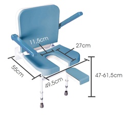 [AD155793] Siège de douche pour une fixation murale EASA Grand Comfort avec accoudoirs et dossier