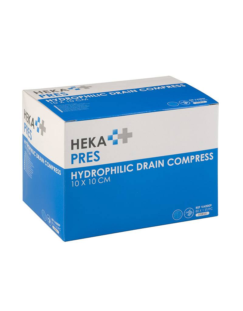 HEKAPRES compresse de drainage hydrophile 10 x 10 cm - stérile / 80 unités