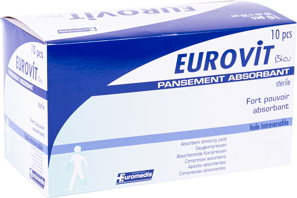 Pansement absorbant stérile EUROVIT BLEU /10 Unités