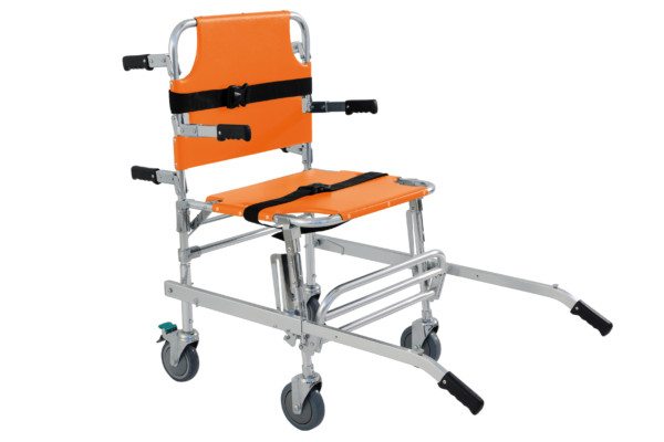 Chaise portoir Evacuation/Transfert, orange, 159 Kgs - 4 roues - Orange