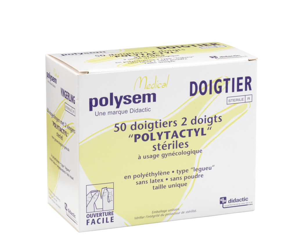 Doigtier polyethylène de gynécologie Sterile 2 doigts /50 Unités