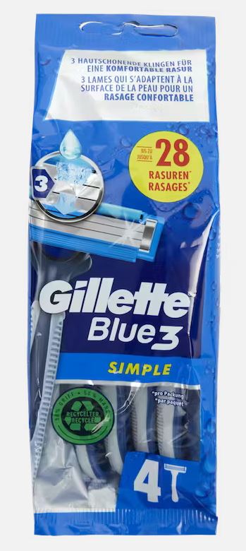 Rasoirs jetables Gillette Blue3 Simple /12 Unités