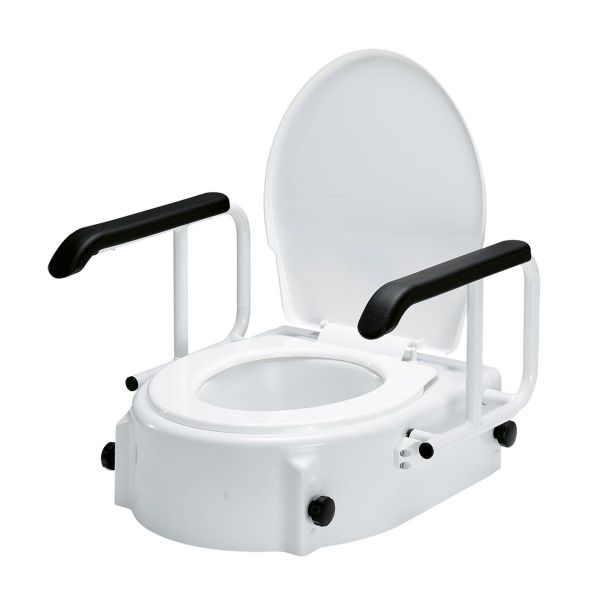 Rehausseur de toilette TSE-A (8/10/12 cm) avec accoudoirs pivotants et couvercle