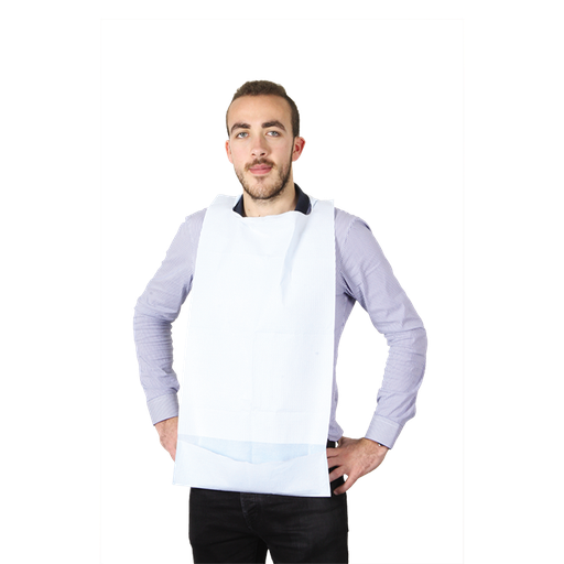[EU199222A] Bavoir en ouate de cellulose imperméable avec poche 11 cm