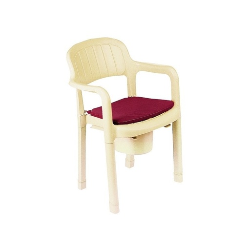 [Z00131] Chaise de douche Madrigal en plastique beige avec seau et couvercle amovibles.