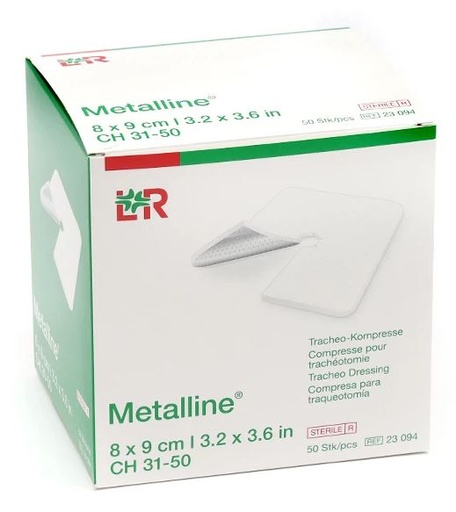 [LR23094] Metalline Compresse pour trachéotomie - 8 x 9 cm /50 Unités