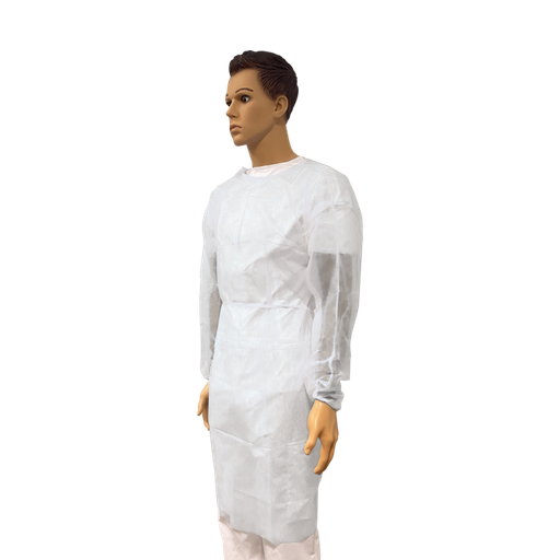 [EU161265] Blouse blanche avec Poignets élastiques - non tissé - 130 cm /10 Unités