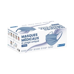 [EU161321] Masque 3 plis chirurgien type IIR bleu foncé avec élastiques  /50 Unités